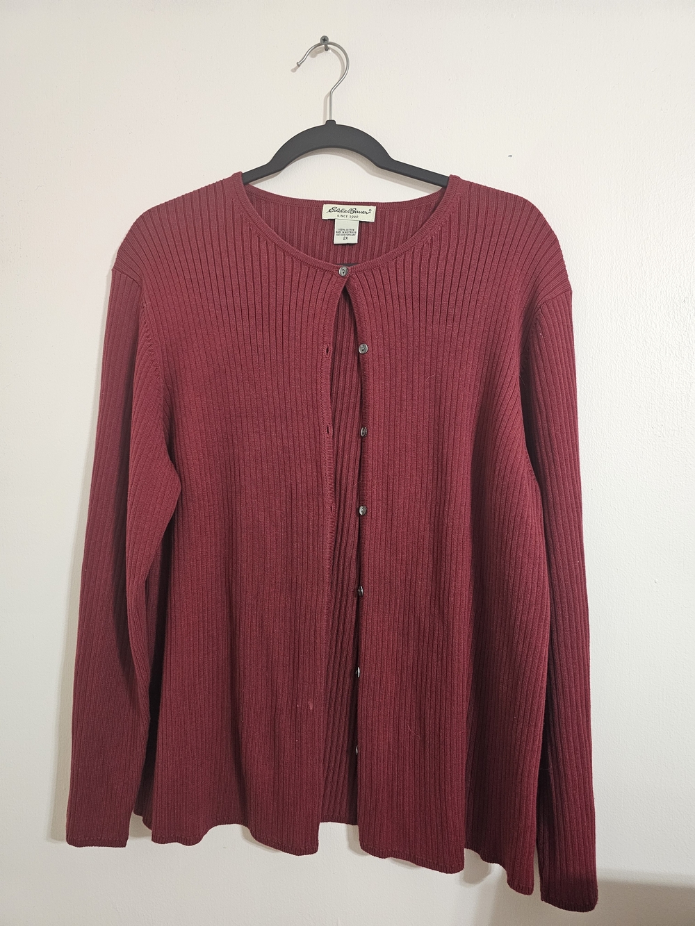 Eddie Bauer 2X Women's Ribbed Button-Up Cardigan - Red